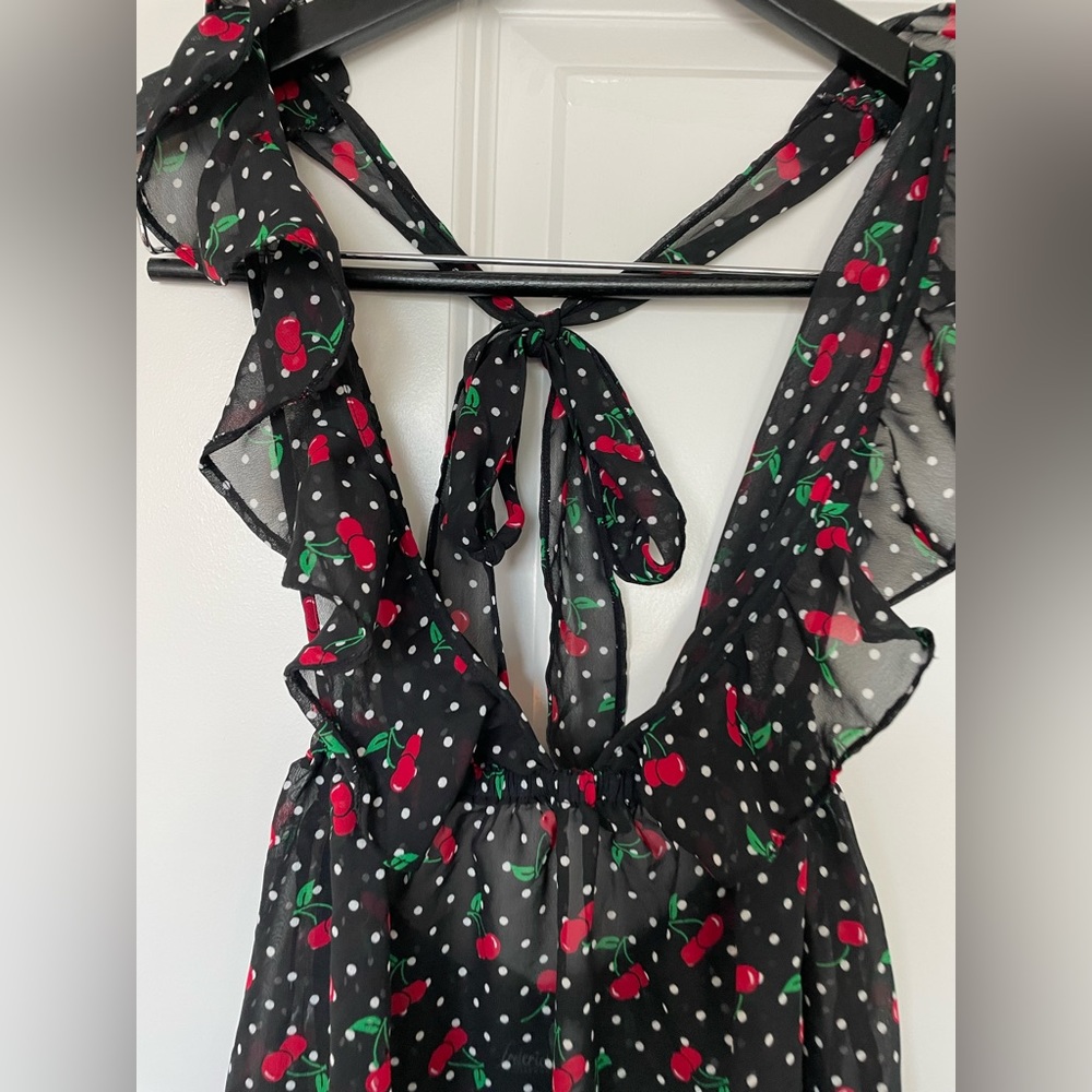 halter chiffon tank cherry print